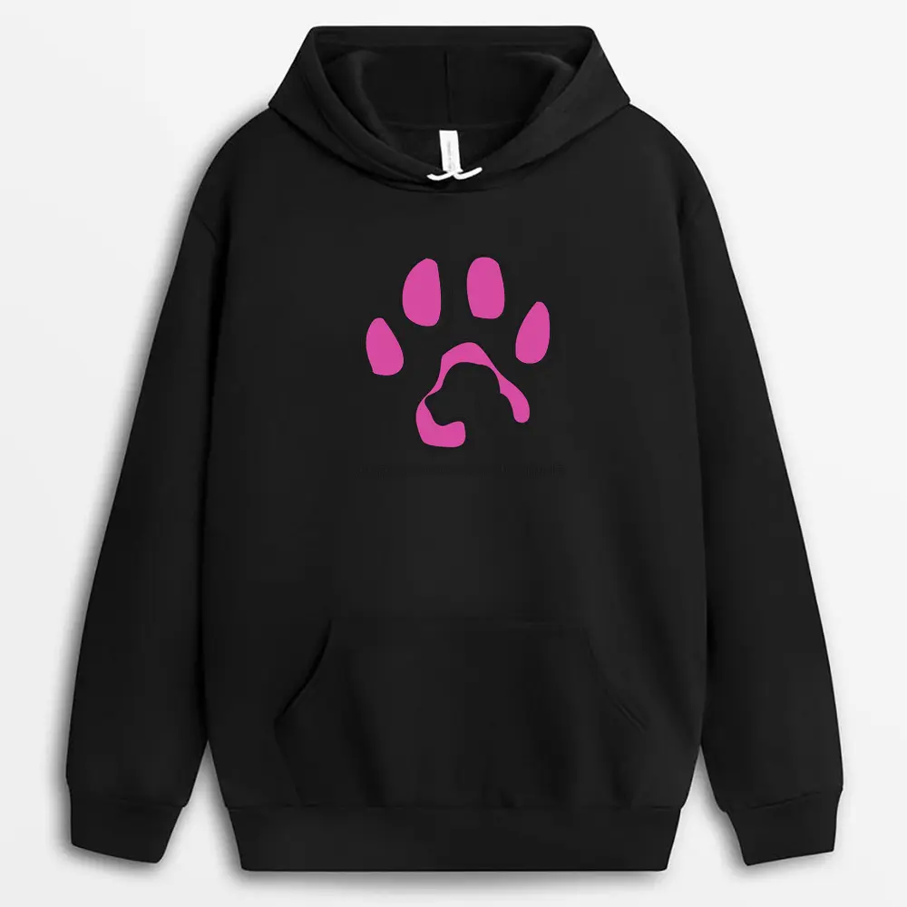 Black comfort-fit hoodie with paw compassion graphic for pet supporters