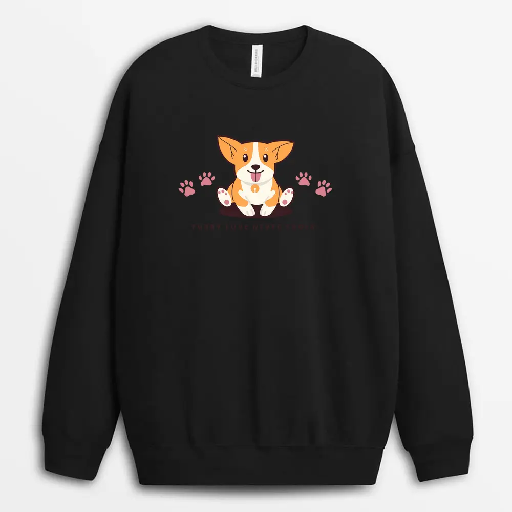 Black crewneck sweatshirt with warm paws print for animal lovers