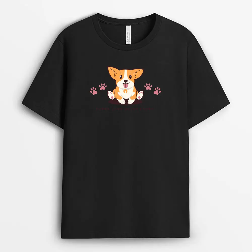 Black graphic T-shirt featuring endless furry love pet design
